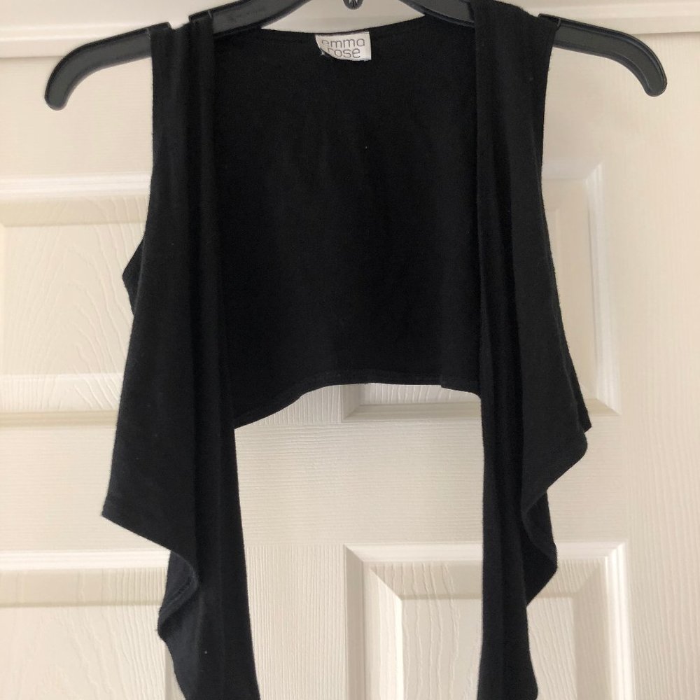 Womens Cropped Sweater Vest Black Small Emma Rose